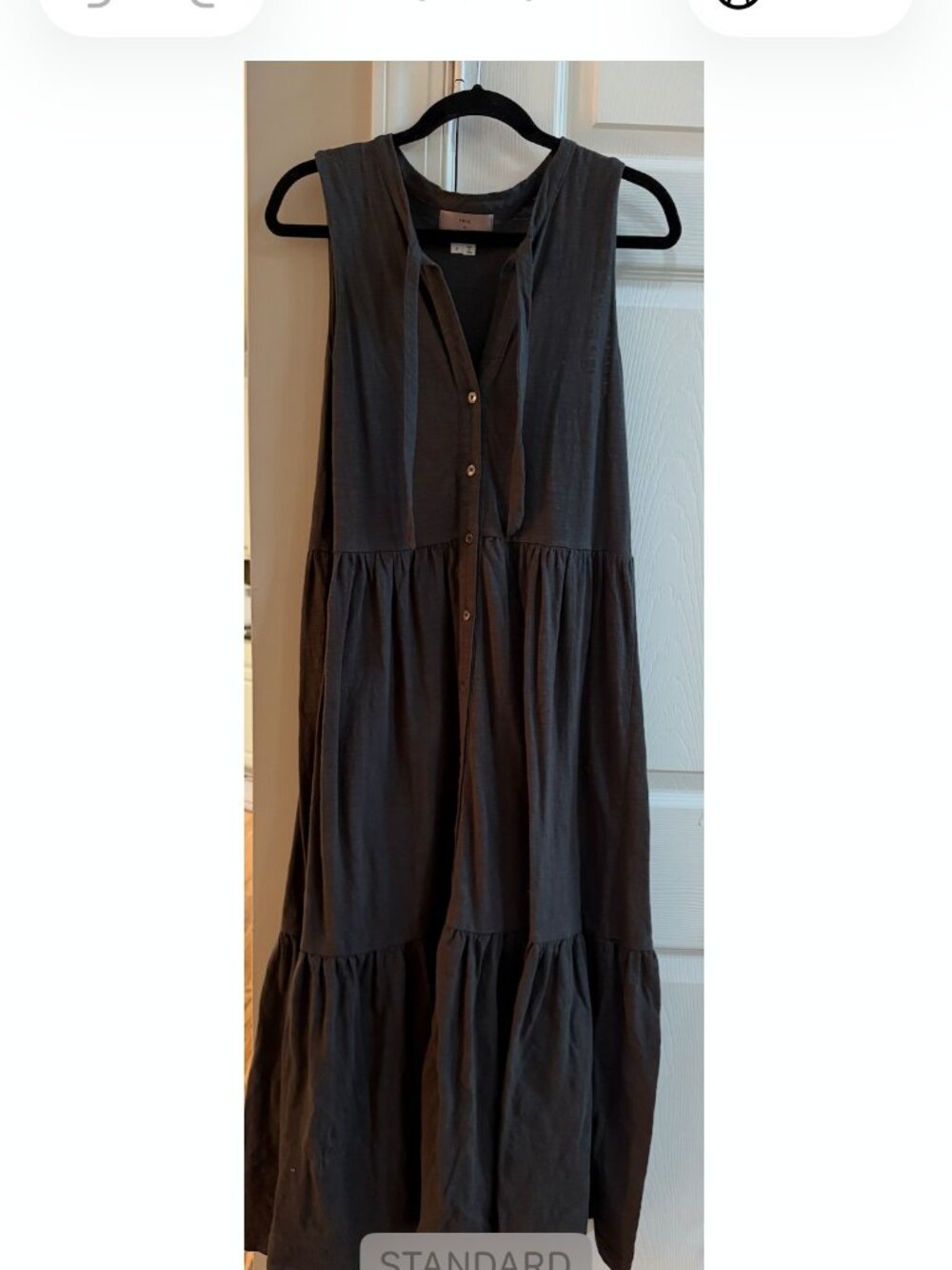 Folk Black Tiered Button-Front Maxi Dress